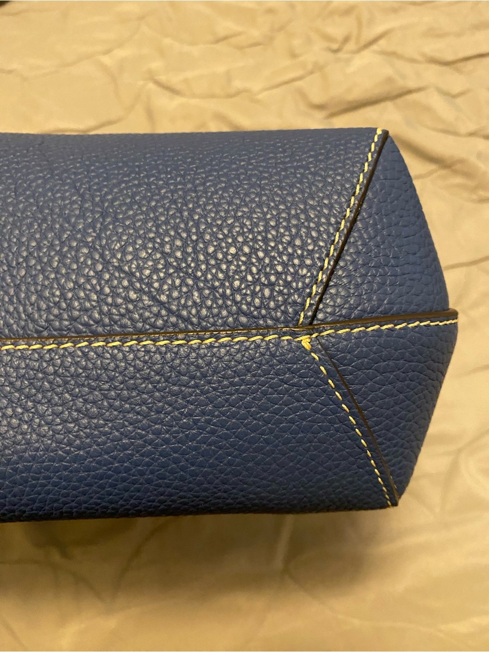 Dooney & Bourke Blue Pebbled Leather Hobo with Tan Trim and Tassel - Picture 5 of 11